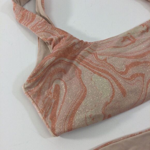 L*Space Lizzie Tie Dye Peach Pink Shimmer Camacho 2 Pc Bikini Top & Bottom Large - Picture 2 of 9